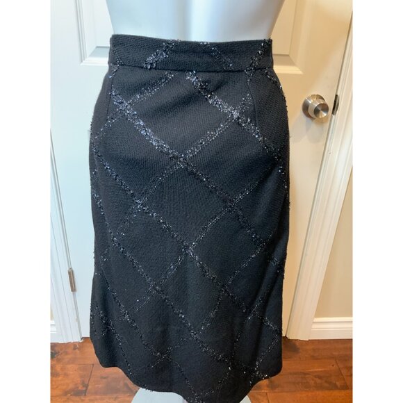 Brooks Brothers Black Wool Shimmering Tweed Pencil Skirt NWT $498 Size 2 - Picture 6 of 7